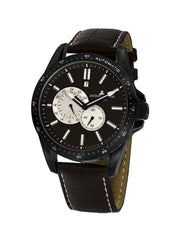 Jacques Lemans Men Embellished Dial & Leather Straps Analogue Watch 1-1775E