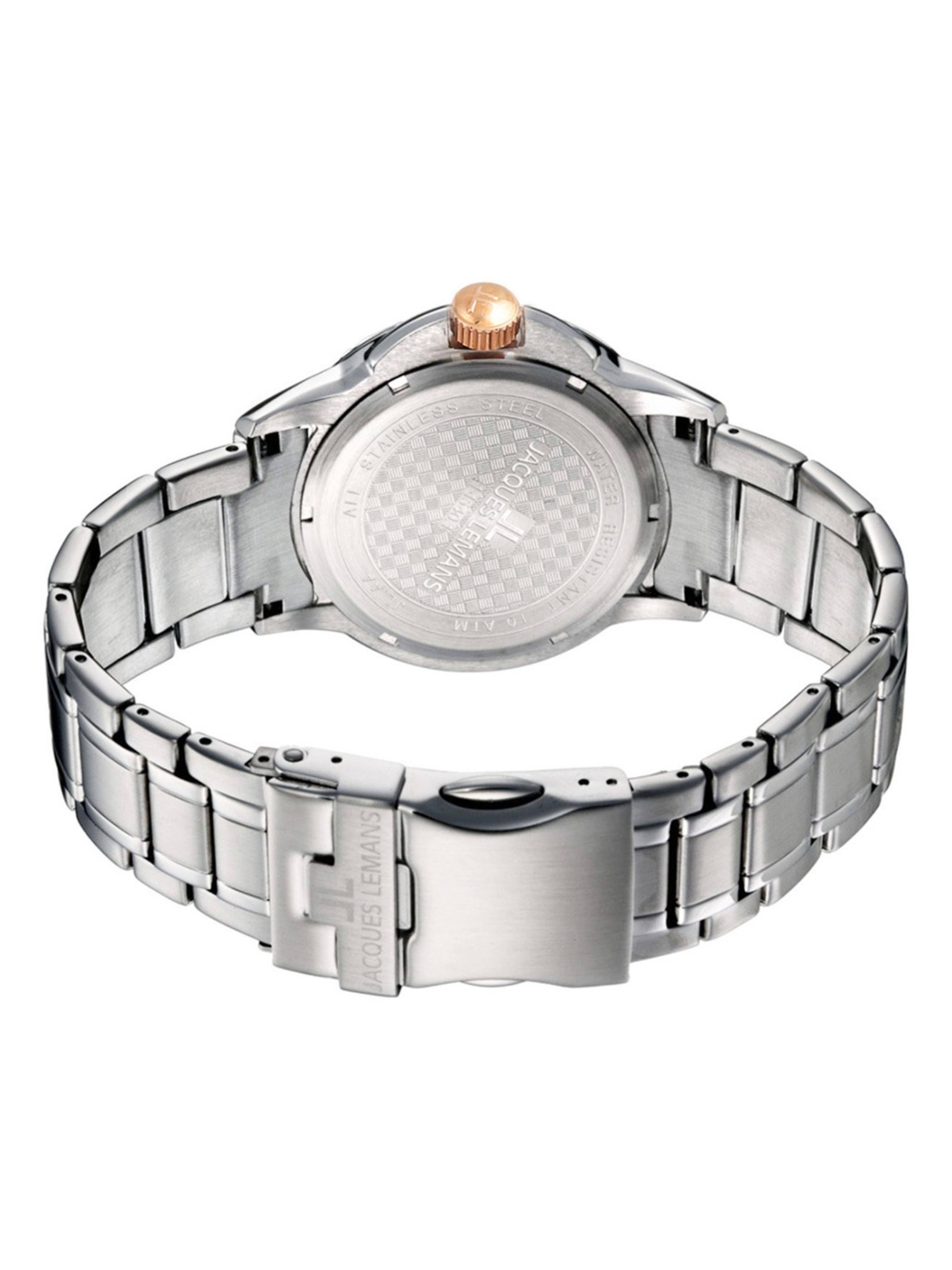 Jacques Lemans Men Black Dial & Multicoloured Stainless Steel Bracelet Style Straps Analogue Watch 1-1542J