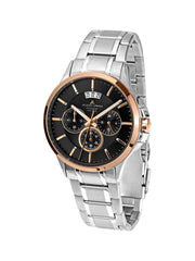 Jacques Lemans Men Black Dial & Multicoloured Stainless Steel Bracelet Style Straps Analogue Watch 1-1542J