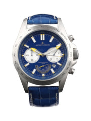 Jacques Lemans Men Blue Dial Leather Straps Analogue Watch 1-1756C