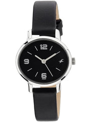 Fastrack Leather Analog Black Dial & Band Women's Watch - 6107Sl02
